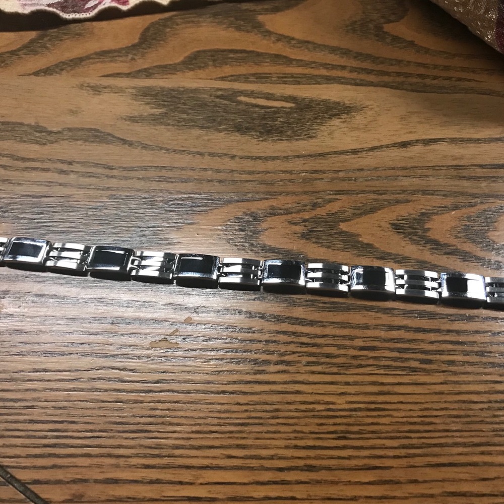 Men’s Stainless Steel and Black Bracelet